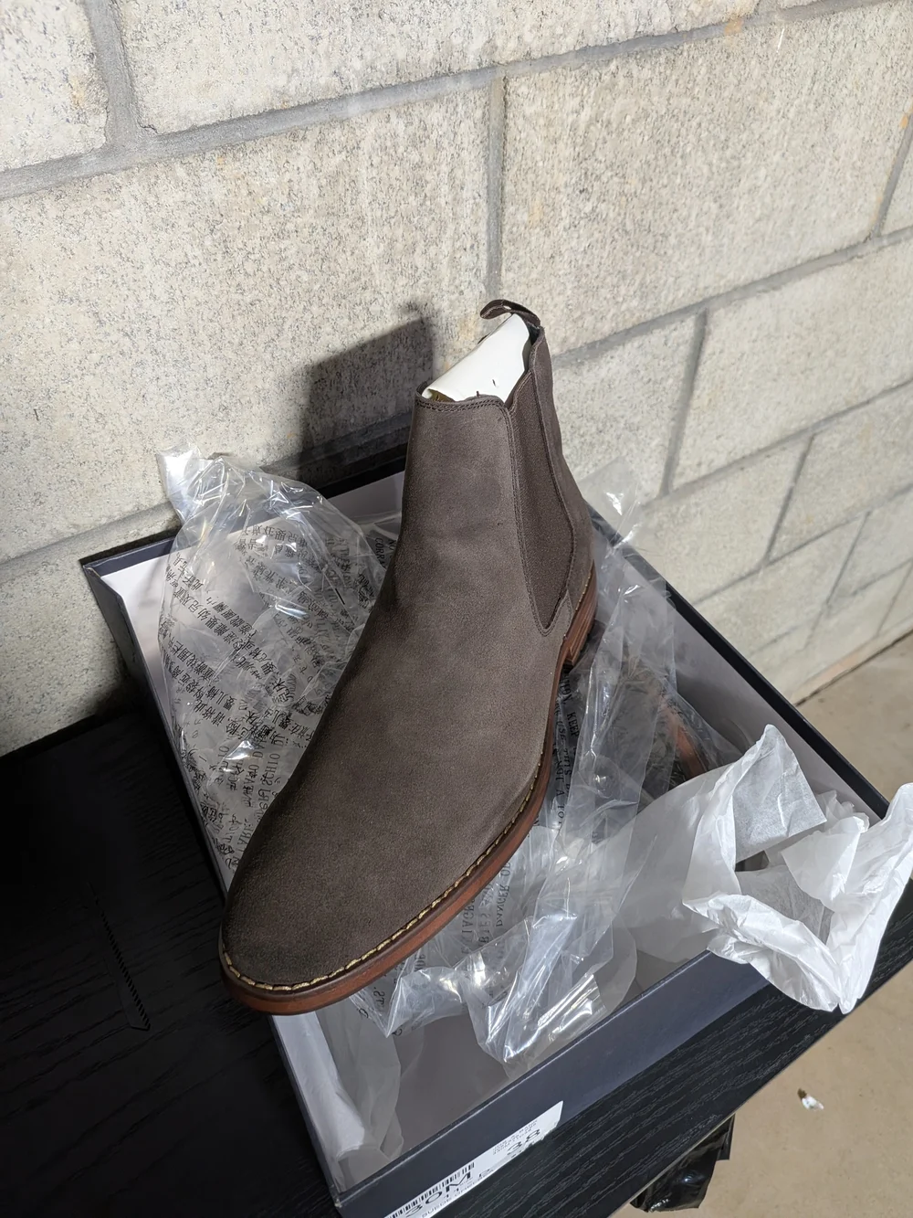 Jos A Bank Chelsea Boot in Taupe Suede